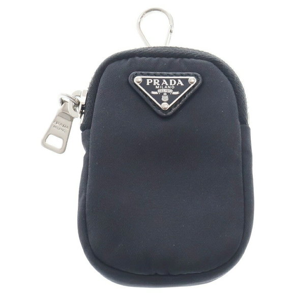 Prada Re Nylon Triangle Keychain Bag Charm Case Pouch Black - Picture 1 of 6